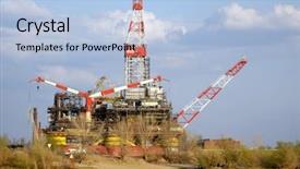  Presentation with oil - PPT layouts consisting of oil derrick background and a light blue colored foreground
