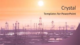  Presentation with oil gas - Amazing PPT theme having oil derricks on early morning backdrop and a lemonade colored foreground