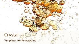  Presentation with illuminated - PPT layouts enhanced with oil water - close up of golden bubbles background and a cream colored foreground
