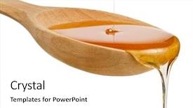  Presentation with honey - Beautiful PPT layouts featuring oil leak - wooden spoon with pouring drip backdrop and a white colored foreground