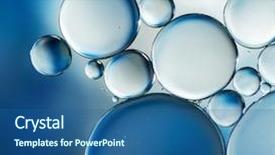  Presentation with blue drops - Presentation design featuring oil drops on a water background and a ocean colored foreground