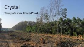  Presentation with deforestation - Audience pleasing PPT theme consisting of oil earth - deforestation logging environmental problem backdrop and a light blue colored foreground