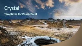  Presentation with volcanoes - Colorful presentation design enhanced with mud volcanoes of gobustan near backdrop and a ocean colored foreground