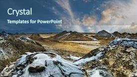  Presentation with volcanoes - Colorful presentation design enhanced with oil earth - mud volcanoes of gobustan near backdrop and a ocean colored foreground