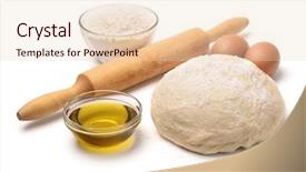  Presentation with egg pie - Theme consisting of flour olive oil egg background and a lemonade colored foreground