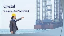  Presentation with oil gas - Beautiful slides featuring oil engineer on sea side backdrop and a sky blue colored foreground