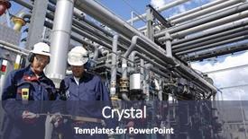  Presentation with oil gas pipeline - Beautiful slide deck featuring oil engineer workers in front backdrop and a tawny brown colored foreground