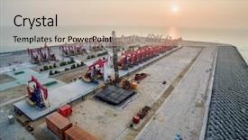  Presentation with oil pipeline - Presentation design with offshore pipeline - oil exploitation in a port background and a lemonade colored foreground