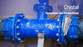  Presentation with pipe - Beautiful presentation theme featuring oil faucet - blue pipe in the street backdrop and a cobalt blue colored foreground
