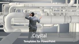  Presentation with gas piping - Theme enhanced with oil faucet - businessman and piping background and a gray colored foreground