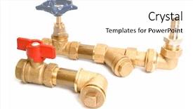  Presentation with water pipes - PPT theme enhanced with oil faucet - water pipes on a white background and a  colored foreground
