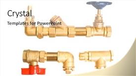  Presentation with water pipes - Amazing slides having oil faucet - water pipes on a white backdrop and a  colored foreground