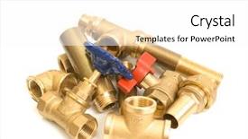  Presentation with water pipes - Presentation theme enhanced with oil faucet - water pipes on a white background and a  colored foreground