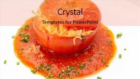  Presentation with served - Slide set consisting of oil free - tomato stuffed with rice background and a coral colored foreground