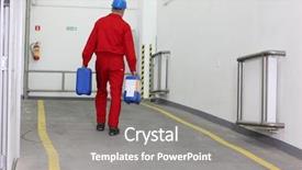  Presentation with factory - Amazing PPT theme having oil gas - back view of a factory backdrop and a gray colored foreground