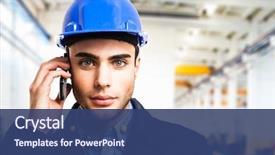  Presentation with factory - Theme enhanced with oil gas - engineer at work background and a ocean colored foreground