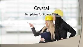  Presentation with meet the work team - Slide set consisting of oil gas - female architect engineering team background and a white colored foreground