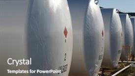  Presentation with fuel oil - Amazing slide deck having oil gas - fuel tanks backdrop and a gray colored foreground
