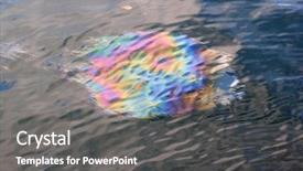 Presentation with oil spill - PPT theme consisting of oil gas - gasoline spill in ocean background and a gray colored foreground