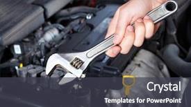  Presentation with auto repair - PPT theme enhanced with oil gas - hand with wrench mechanic auto background and a dark gray colored foreground