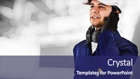  Presentation with oil gas - Beautiful theme featuring oil gas - portrait of a working engineer backdrop and a navy blue colored foreground