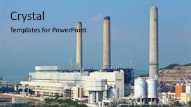  Presentation with power plant - Colorful theme enhanced with oil gas - power plant backdrop and a light blue colored foreground