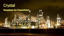  Presentation with oil refinery - Colorful presentation theme enhanced with oil gas - refinery at night backdrop and a wine colored foreground