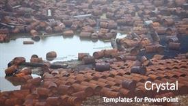  Presentation with fuel oil - Beautiful presentation theme featuring oil gas - rusty fuel and chemical drums backdrop and a tawny brown colored foreground