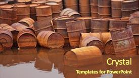  Presentation with oil gas - Colorful slides enhanced with oil gas - rusty fuel and chemical drums backdrop and a tawny brown colored foreground