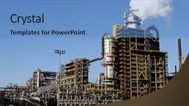  Presentation with petrochemical - Presentation theme consisting of oil gas - smoke rising above a petrochemical background and a teal colored foreground