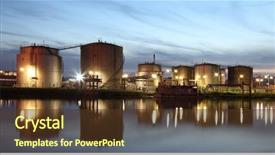  Presentation with oil tanks - Slide set enhanced with oil gas - tanks in an industrial area background and a tawny brown colored foreground