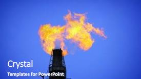  Presentation with air pollution - PPT theme consisting of oil gas - torch is lit on tower background and a cobalt blue colored foreground