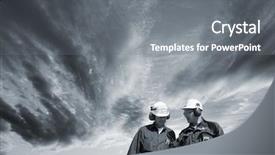  Presentation with walking - Colorful slide deck enhanced with oil gas - two engineers walking backdrop and a gray colored foreground