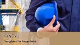  Presentation with oil gas - Audience pleasing slide deck consisting of oil gas - worker holding his helmet backdrop and a coral colored foreground