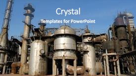  Presentation with chemical plant - Beautiful presentation design featuring oil gas contamination - chemical plant in china backdrop and a teal colored foreground