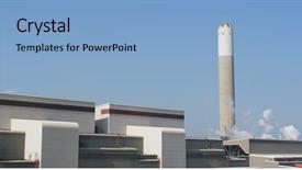  Presentation with oil gas - Presentation theme with oil gas contamination - factory with smoke stack background and a light blue colored foreground