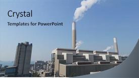  Presentation with textile factory sewing industrial - Amazing PPT theme having oil gas contamination - industrial factory chimney and smoke backdrop and a light blue colored foreground