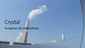  Presentation with factory - Amazing PPT theme having oil gas contamination - industrial factory chimney and smoke backdrop and a light blue colored foreground