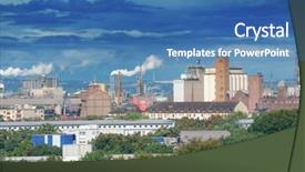  Presentation with stormy sky and dark clouds - Slides having oil gas contamination - large factory and dark clouds background and a  colored foreground