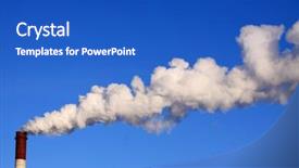  Presentation with power plant - Slides featuring oil gas contamination - power plant pollution on blue background and a cobalt blue colored foreground