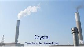  Presentation with smoke - PPT layouts with oil gas contamination - smoke from chimney with blue background and a light blue colored foreground