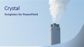  Presentation with blue-sky - Presentation theme having oil gas contamination - smoke from chimney with blue background and a sky blue colored foreground