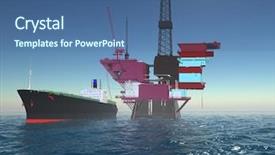  Presentation with petroleum - Beautiful presentation theme featuring oil gas exploration - petroleum production backdrop and a ocean colored foreground