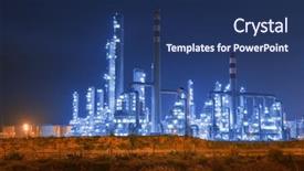  Presentation with refinery - Slide deck having oil gas petroleum - refinery industrial plant with industry background and a navy blue colored foreground