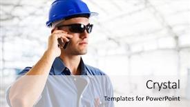  Presentation with oil gas services - PPT layouts consisting of oil gas services - engineer at work background and a  colored foreground