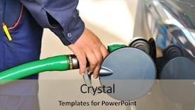  Presentation with oil gas services - Theme enhanced with oil gas services - male hand refilling the car background and a coral colored foreground