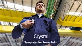  Presentation with oil gas services - Presentation design featuring oil gas services - portrait of an handsome engineer background and a navy blue colored foreground