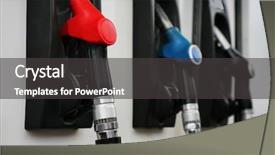  Presentation with modern gas station - Presentation theme with oil gas services - refueling hose at modern petrol background and a dark gray colored foreground