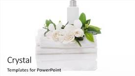  Presentation with paper towel roll - Beautiful presentation theme featuring oil in bottle with gardenia backdrop and a white colored foreground