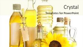  Presentation with oil seeds - Theme consisting of oil in bottles sunflower background and a blonde colored foreground